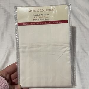 Majestic collection ivory sateen cotton stripe on stripe nwt standard size